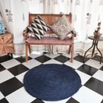 Coiled Jute Rustic Area Rug Navy Blue | Craftindo
