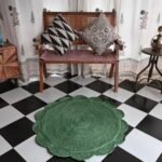 Washable Rugs Green Scalloped Jute | Craftindo