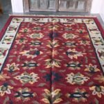 Traditional Floral Wool Area Rug, Red & Beige | Craftindo