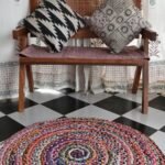Colorful Braided Round Area Rug, Handwoven Jute | Craftindo