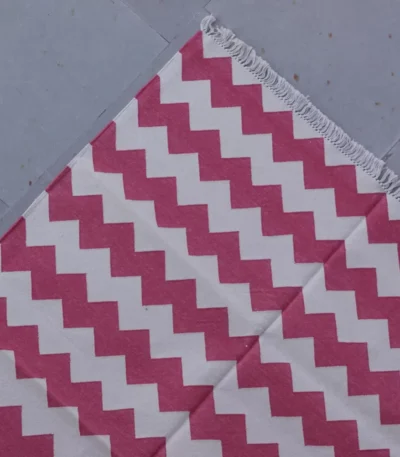 pink cotton dhurrie rug flatweave texture