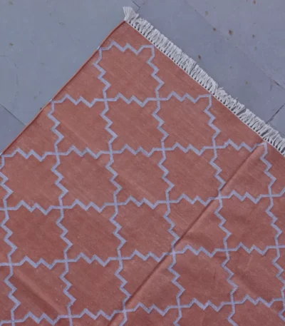 terracotta orange cotton dhurrie rug flatweave texture