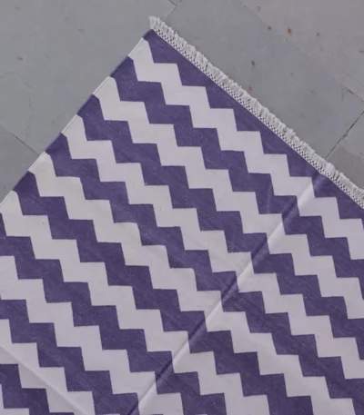muted purple cotton dhurrie rug flatweave texture