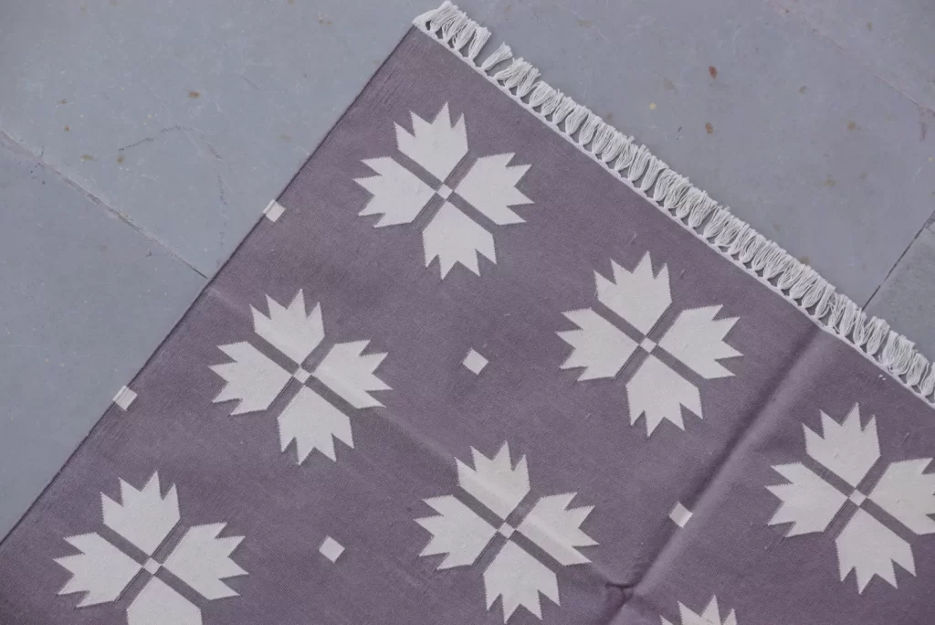 reversible muted purple cotton rug handmade Jodhpur