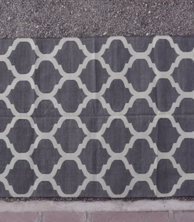 charcoal grey cotton dhurrie rug flatweave texture