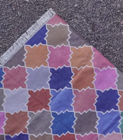 multi-color cotton dhurrie rug flatweave texture