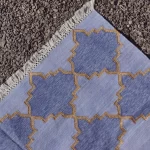 reversible light blue cotton rug handmade Jodhpur