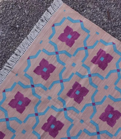 beige cotton dhurrie rug flatweave texture
