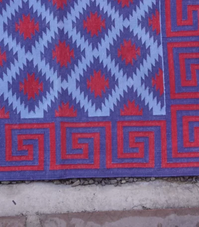 reversible reddish rust cotton rug handmade Jodhpur