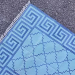 aqua blue cotton dhurrie rug flatweave texture