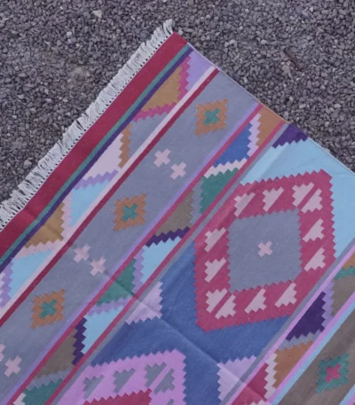 aqua cotton dhurrie rug flatweave texture