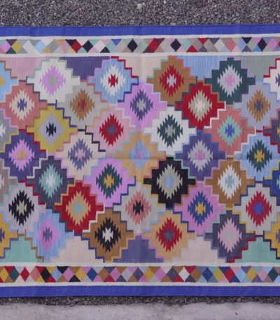 multi-color cotton dhurrie rug flatweave texture