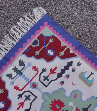off-white cotton dhurrie rug flatweave texture