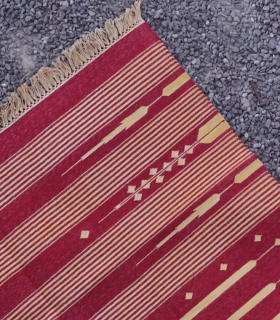 reversible deep red cotton rug handmade Jodhpur