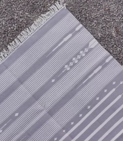 light grey cotton dhurrie rug flatweave texture