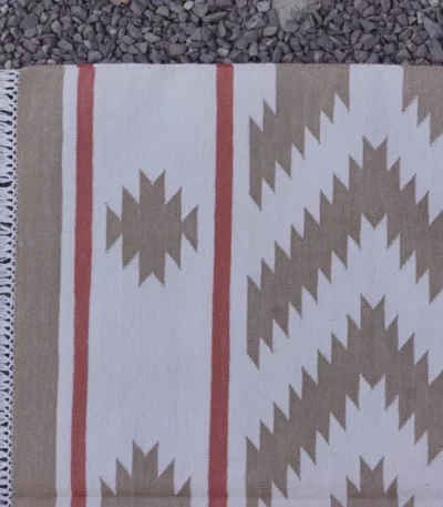 beige cotton dhurrie rug flatweave texture