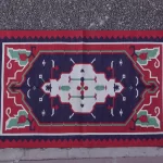 red cotton dhurrie rug flatweave texture