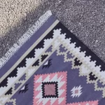 muted purple cotton dhurrie rug flatweave texture