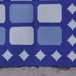 royal blue cotton dhurrie rug flatweave texture
