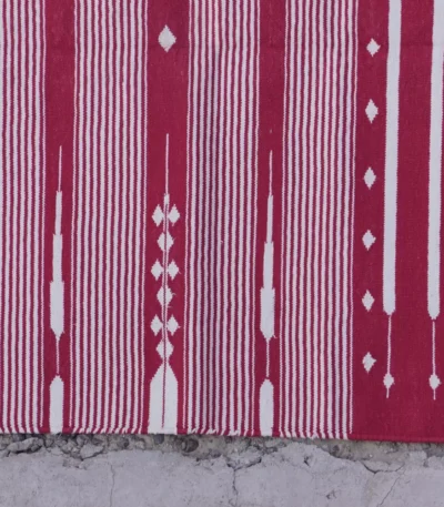 crimson red cotton dhurrie rug flatweave texture