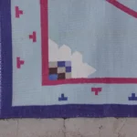 light blue cotton dhurrie rug flatweave texture