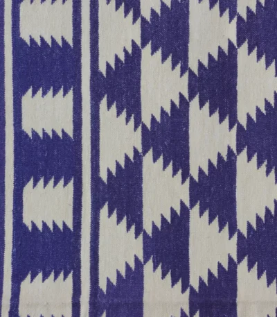 deep blue cotton dhurrie rug flatweave texture