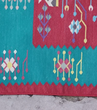 pink cotton dhurrie rug flatweave texture