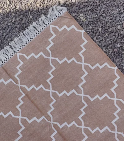light brown cotton dhurrie rug flatweave texture