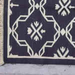 charcoal grey cotton dhurrie rug flatweave texture