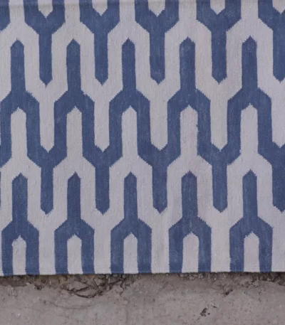 denim blue cotton dhurrie rug flatweave texture