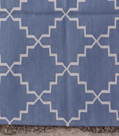 blue cotton dhurrie rug flatweave texture
