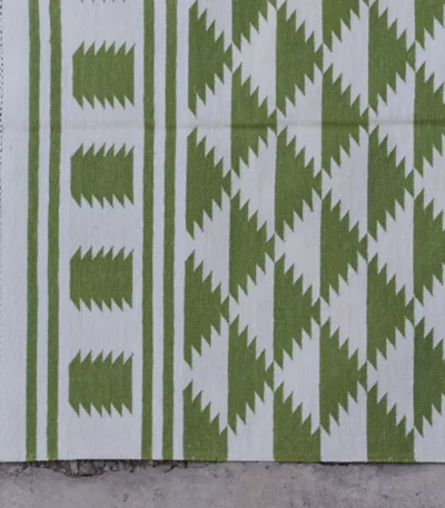 sage green cotton dhurrie rug flatweave texture