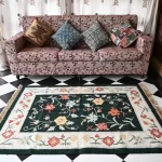 dark green wool dhurrie rug flatweave texture