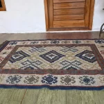 blue wool dhurrie rug flatweave texture