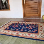 reversible blue wool rug handmade Jodhpur