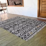 reversible gray wool rug handmade Jodhpur