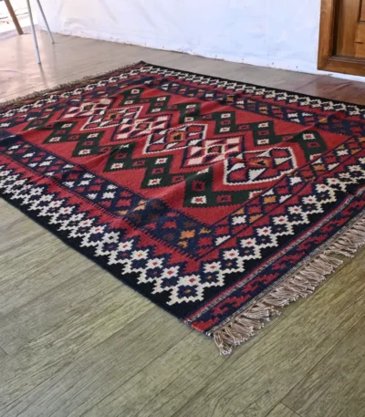 reversible red wool rug handmade Jodhpur