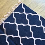 reversible navy blue wool rug handmade Jodhpur