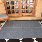 blue-grey wool dhurrie rug flatweave texture