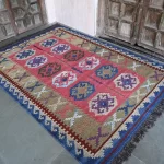 reversible dusty rose wool rug handmade Jodhpur