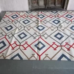 reversible off-white wool rug handmade Jodhpur