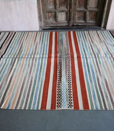 reversible ivory wool rug handmade Jodhpur