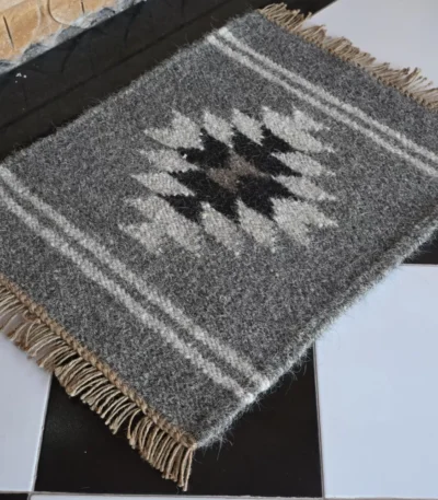 grey camel & goat hair dhurrie rug flatweave texture