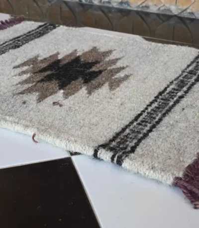 light grey camel & goat hair dhurrie rug flatweave texture
