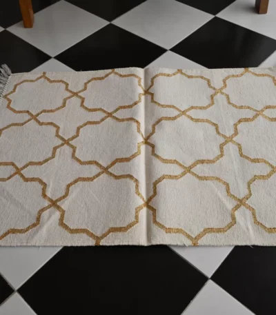 ivory cotton dhurrie rug flatweave texture