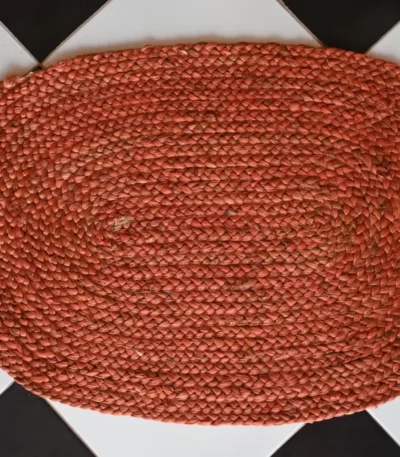 orange jute dhurrie rug flatweave texture