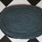 deep teal jute dhurrie rug flatweave texture