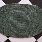 dark green jute dhurrie rug flatweave texture