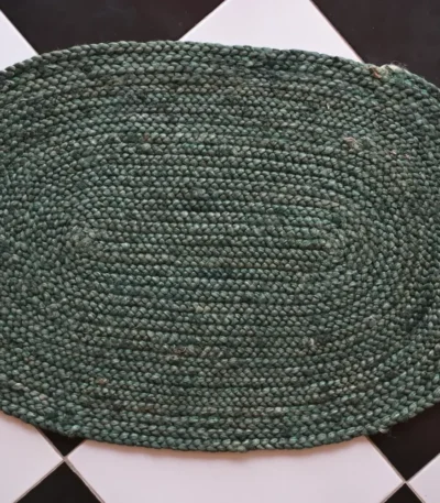 dark green jute dhurrie rug flatweave texture