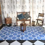 light blue cotton dhurrie rug flatweave texture